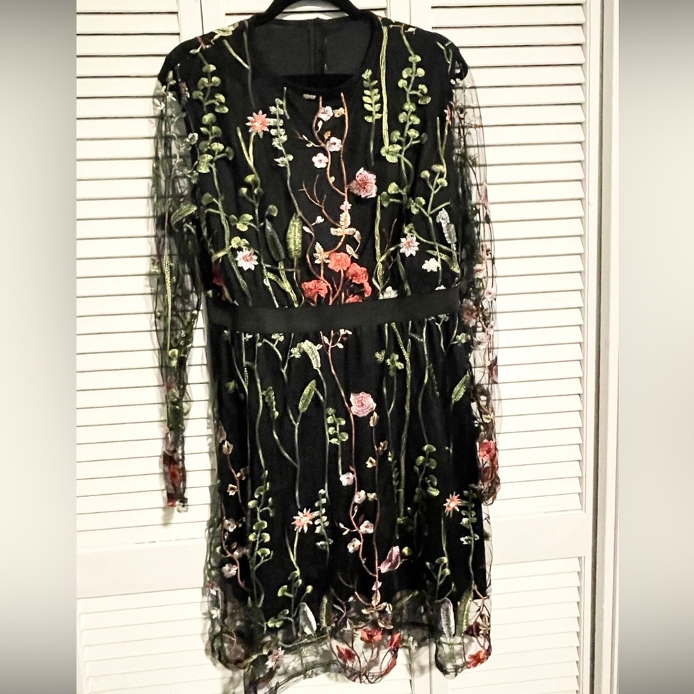 Black Dress with Floral Overlay